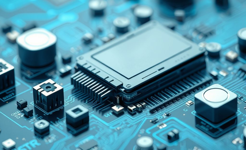 Close-up of a processor on a circuit board